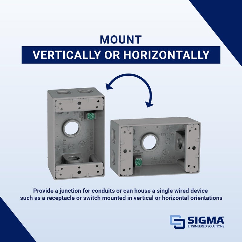 Sigma Engineered Solutions Sigma Electric, Gray Count (Pack of 1) Sigma Engineered Solutions, 14251 1/2-Inch 4 Hole 1-Gang Box - Image 2